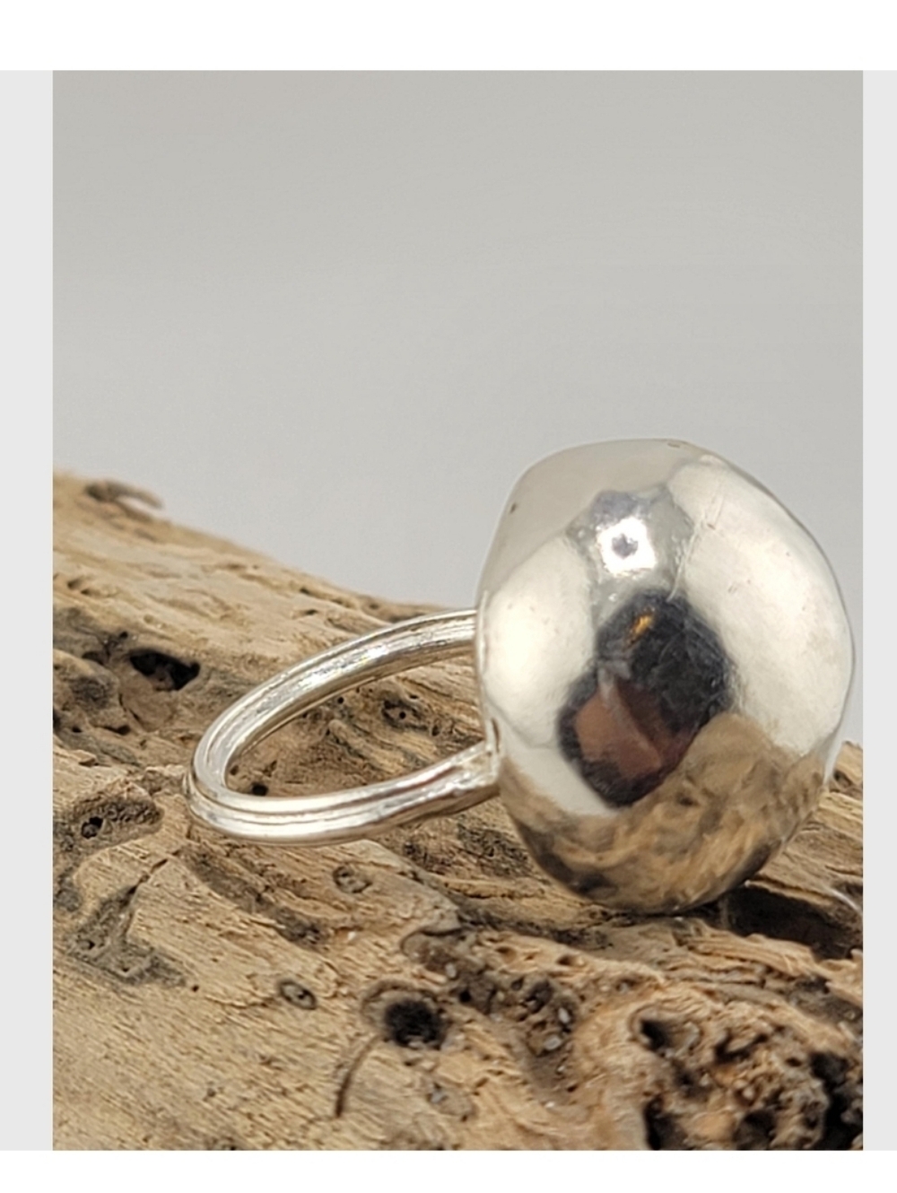Sterling Silver Dome Ring - Polished Silver Statement Ring Size 8 - Picture 2 of 7